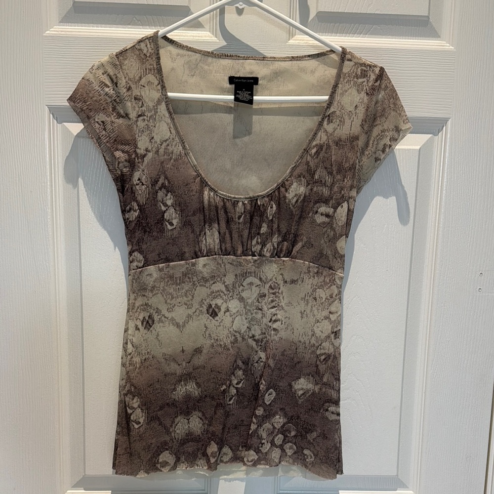 Calvin Klein Jeans Brown Fitted Blouse